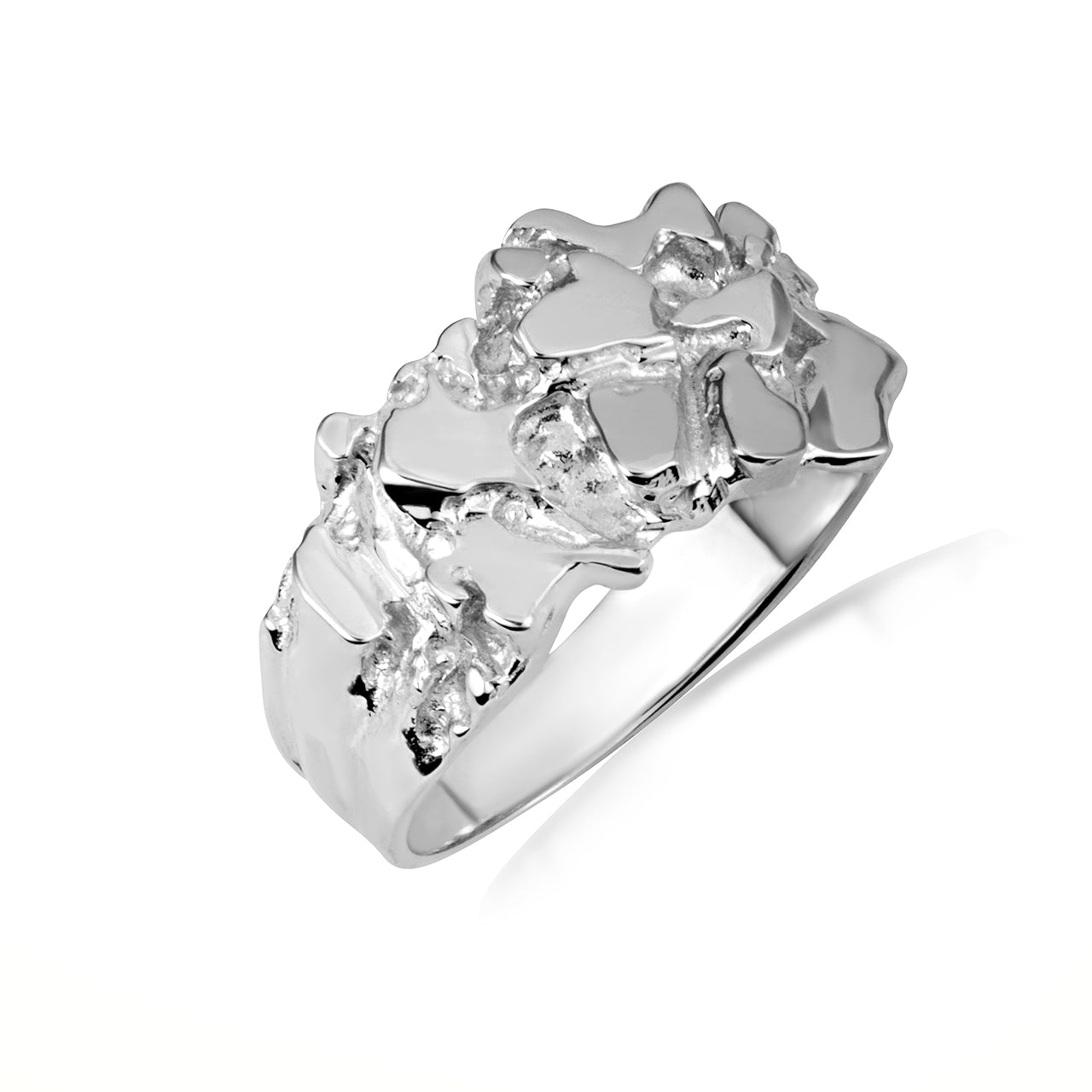 Sterling Silver Men's Solid Nugget Ring