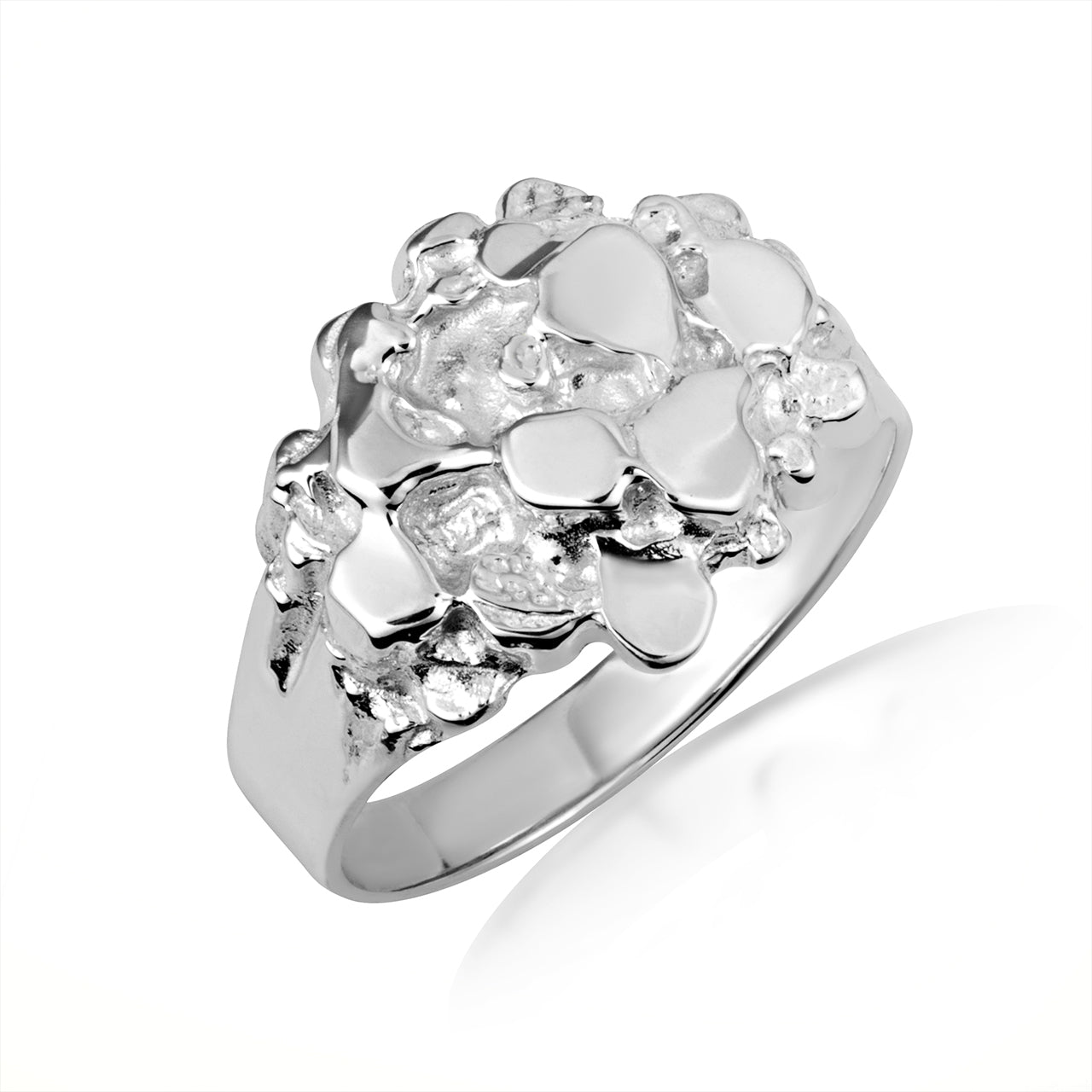 Sterling Silver Men's Stoic Strength Solid Nugget Ring