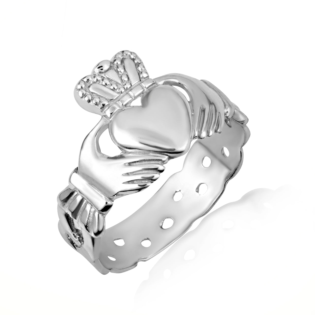Sterling Silver Men's Symbol of Love Irish Claddagh Trinity Ring