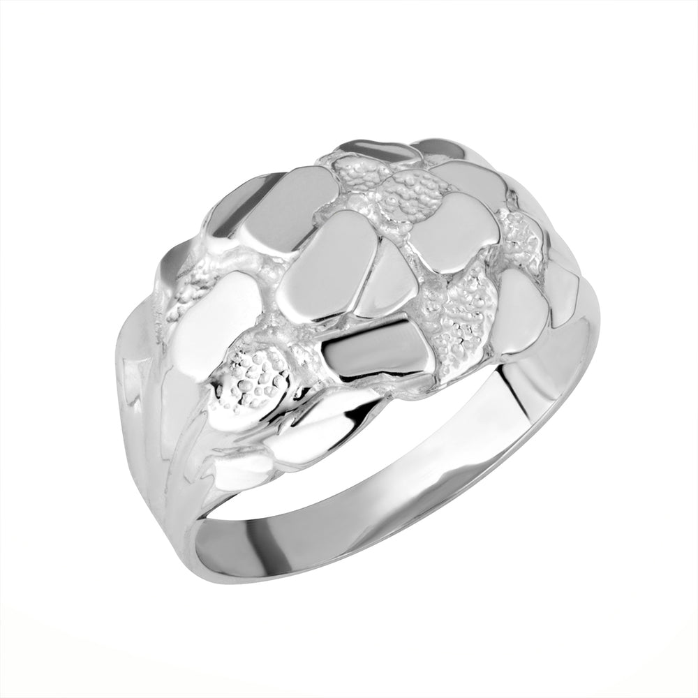Sterling Silver Men's Symbol of Strength Nugget Ring