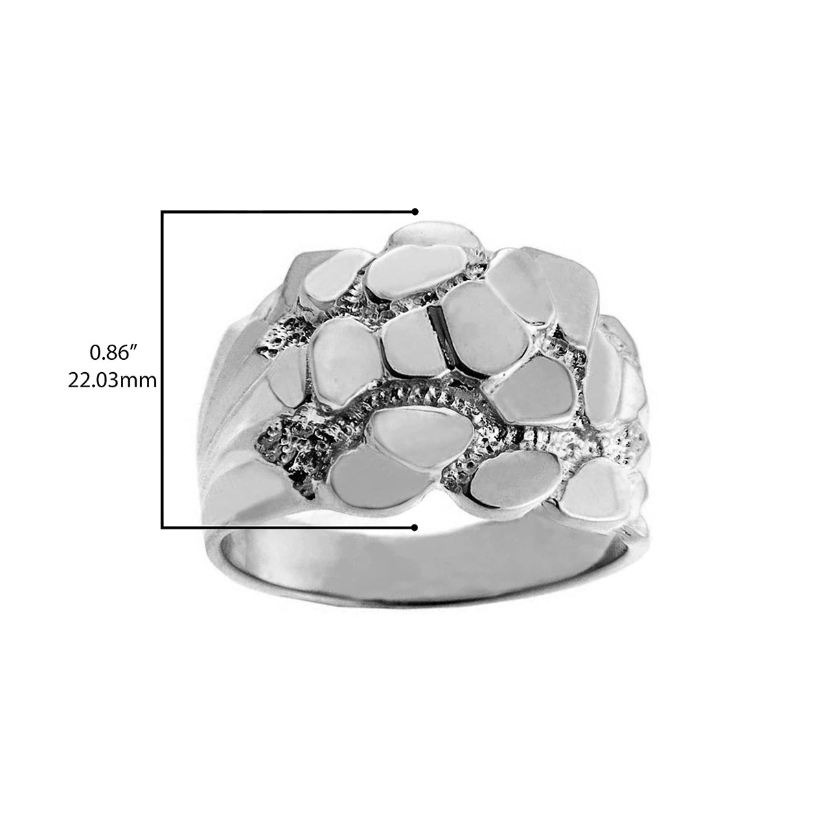 Sterling Silver Men's Symbol of Strength Nugget Ring, view 3