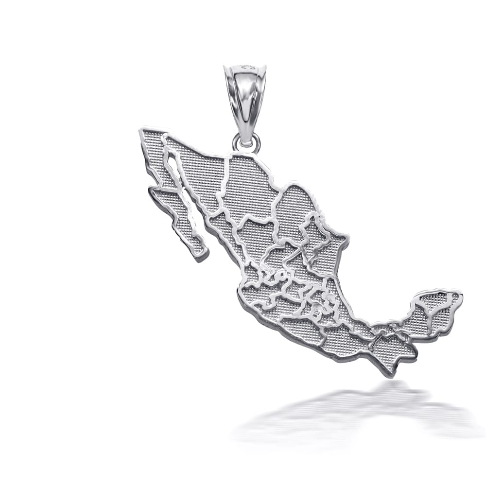 Sterling Silver Mexico Map Outline Pendant Necklace