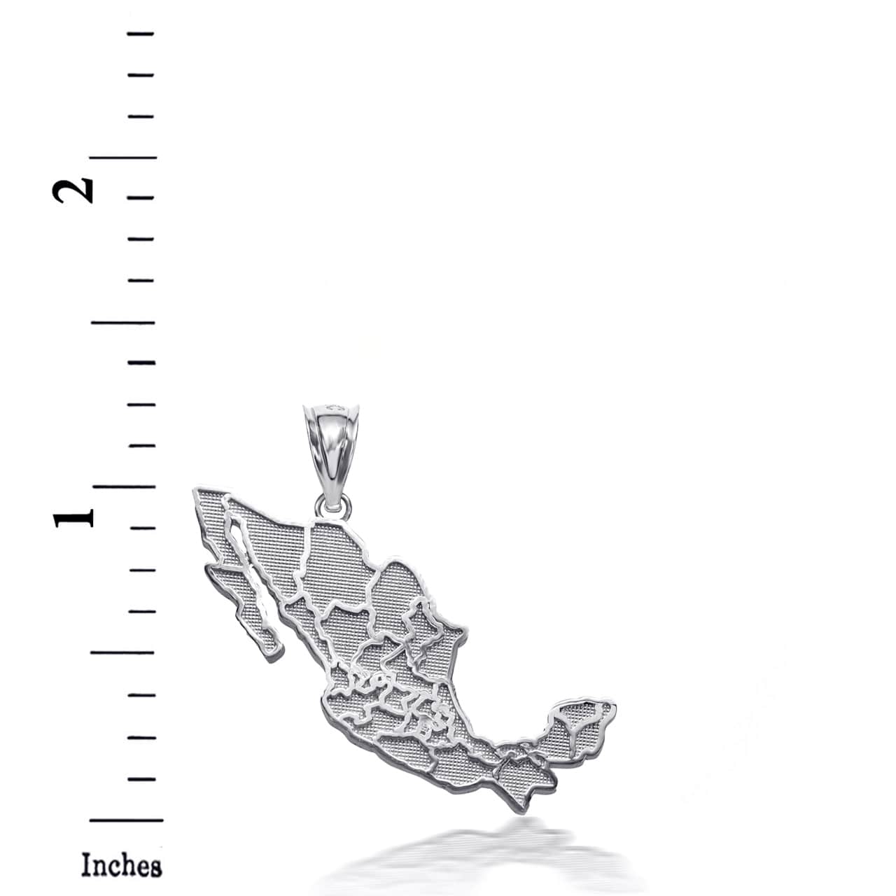 Sterling Silver Mexico Map Outline Pendant Necklace, view 3