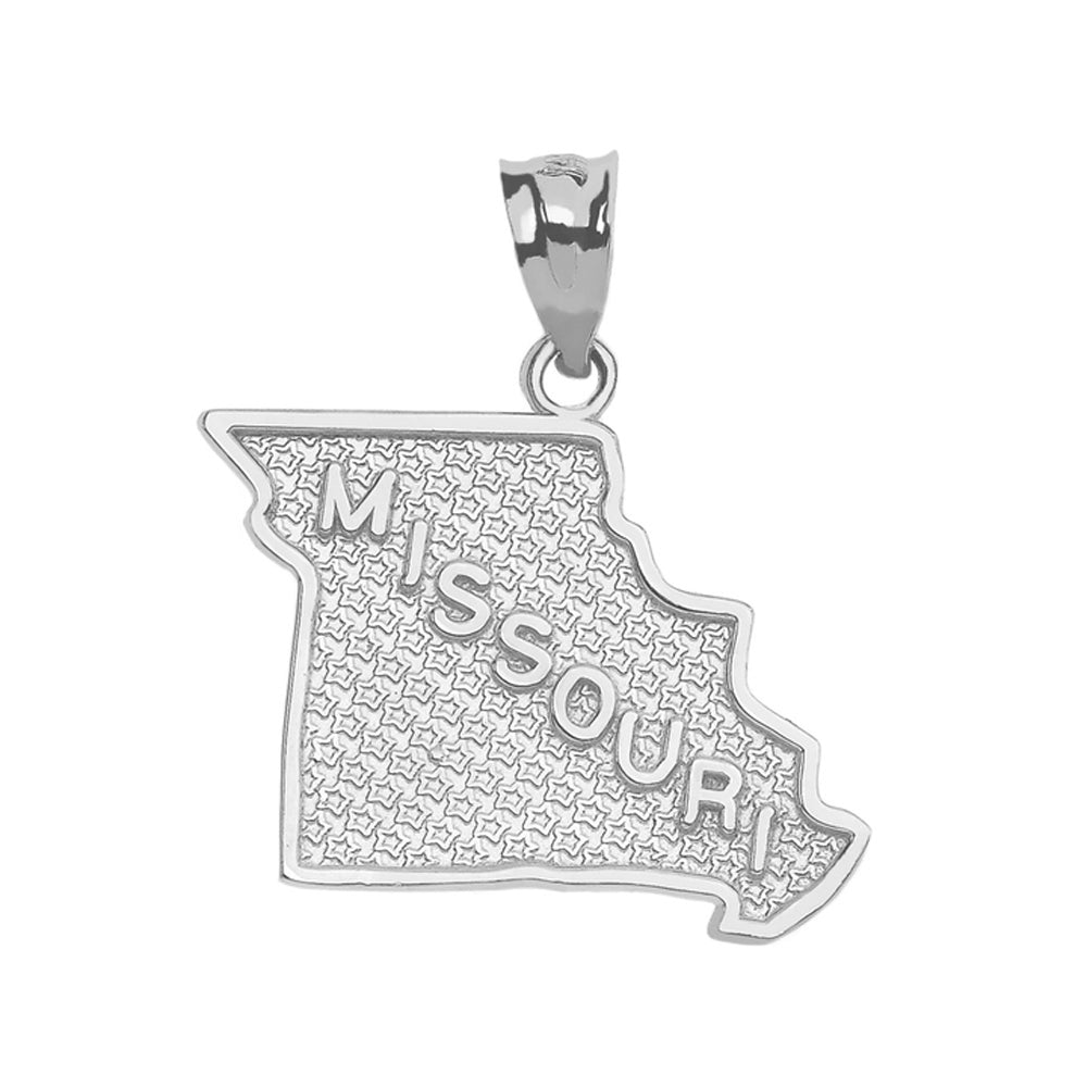 Sterling Silver Missouri State Map Pendant Necklace, view 2