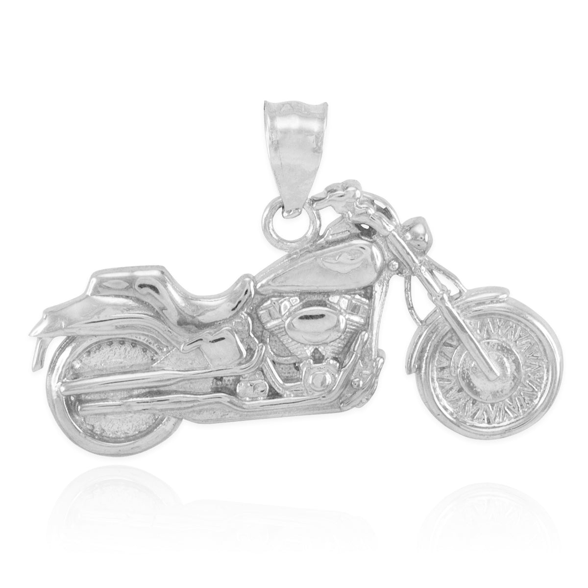 Sterling Silver Motorcycle Pendant Necklace, view 2