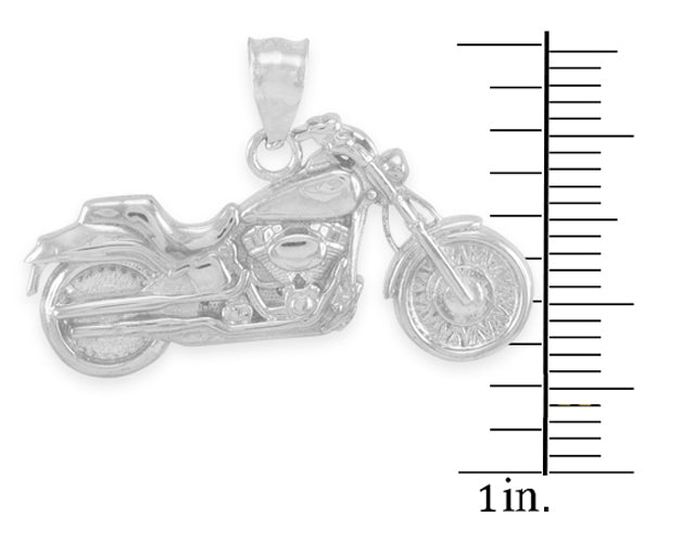 Sterling Silver Motorcycle Pendant Necklace, view 3