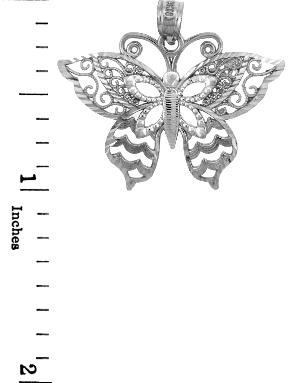 Sterling Silver Motyl Butterfly Charm Pendant, view 2