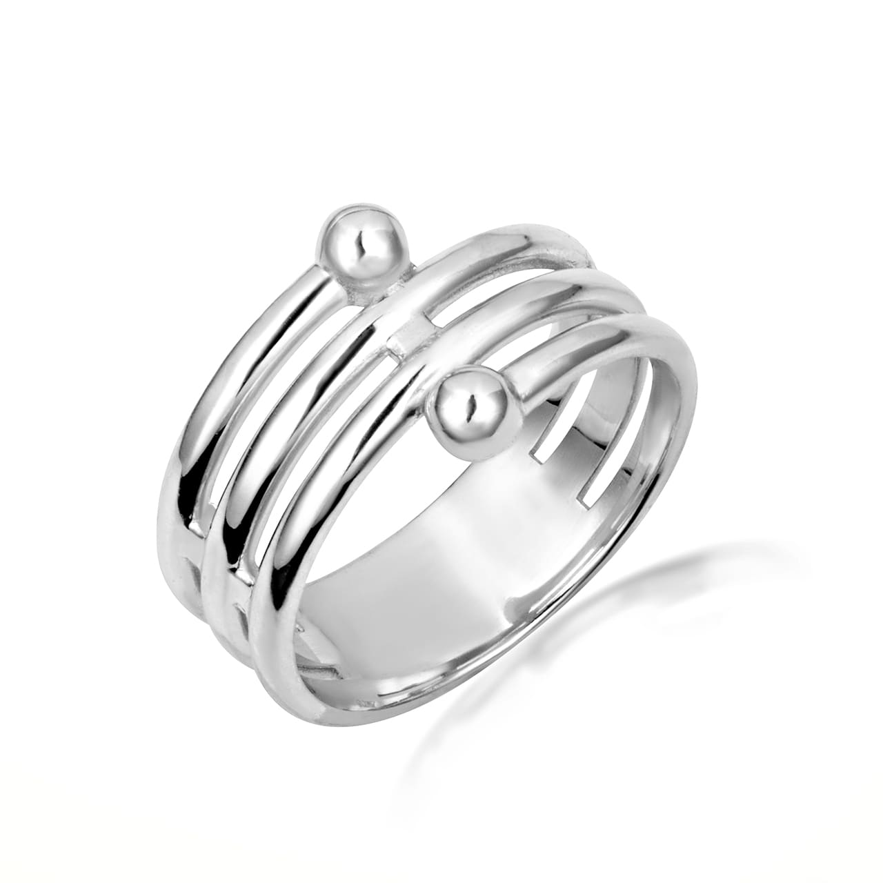 Sterling Silver Multi Row Beaded Band Ring