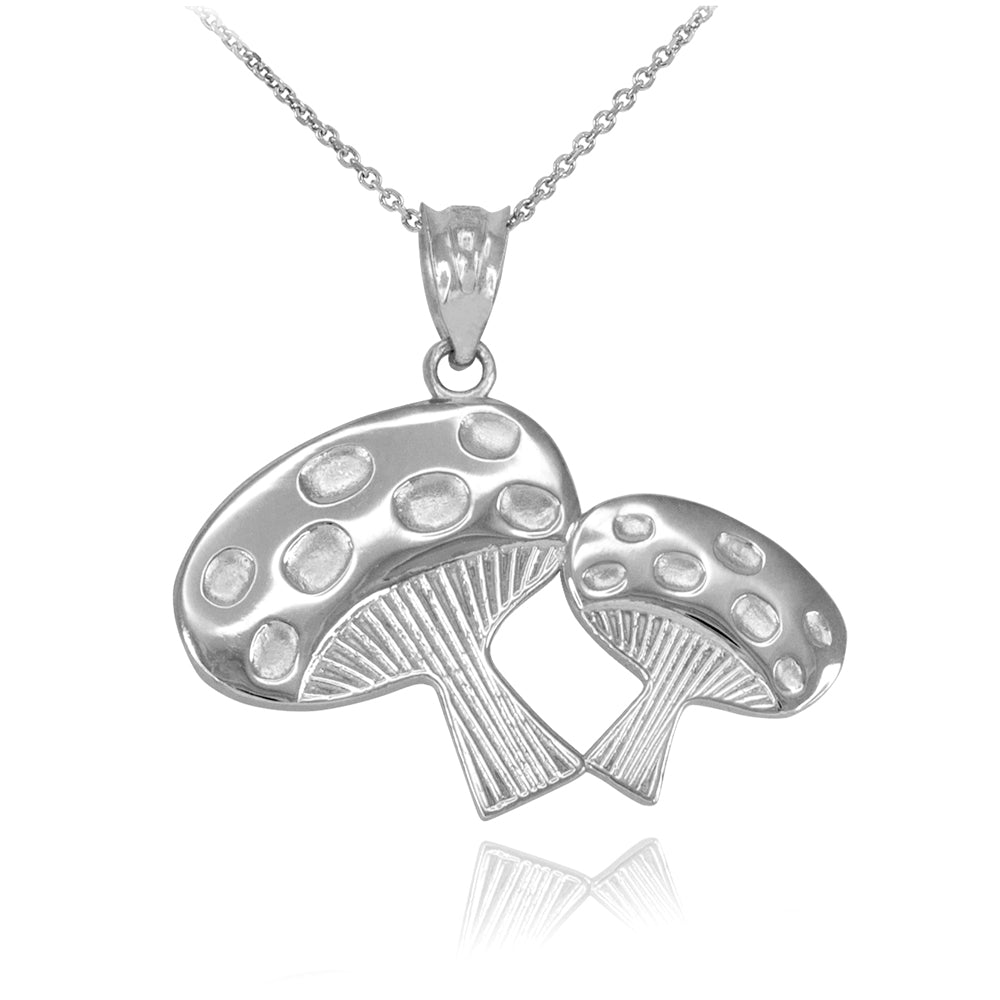 Sterling Silver Mushrooms Pendant Necklace