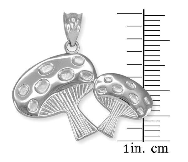 Sterling Silver Mushrooms Pendant Necklace, view 2