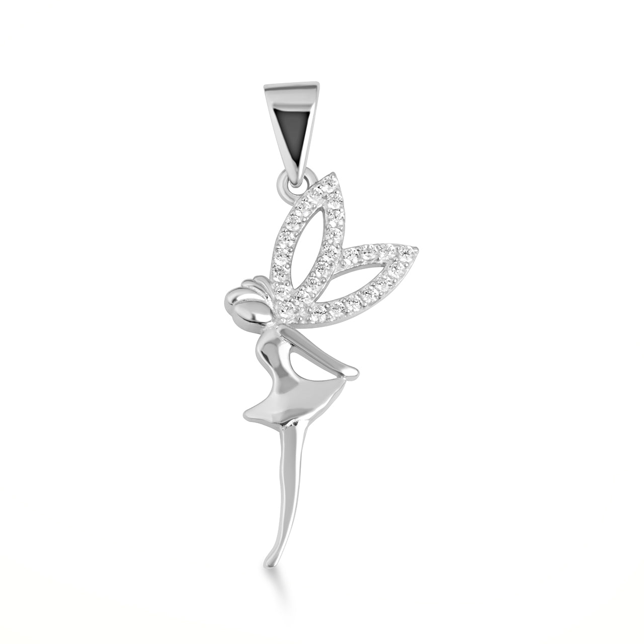 Sterling Silver Mystical Fairy Studded Pendant Necklace