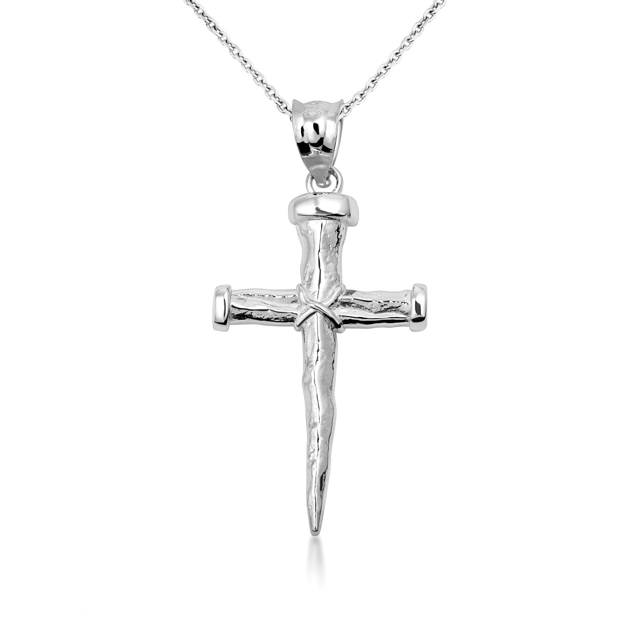 Sterling Silver Nail Cross Pendant Necklace, view 4