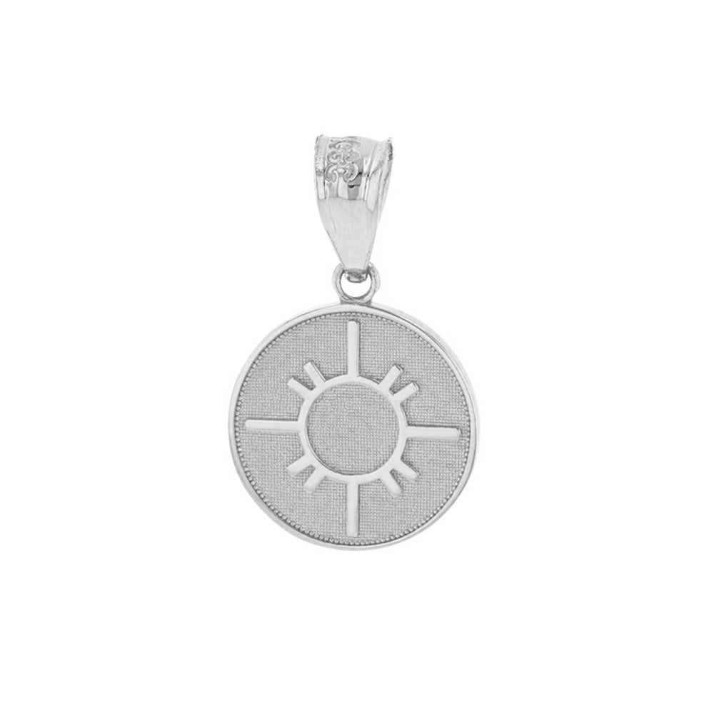 Sterling Silver Native American Geometric Sun Symbol Dainty Disc Medallion Pendant Necklace, view 2