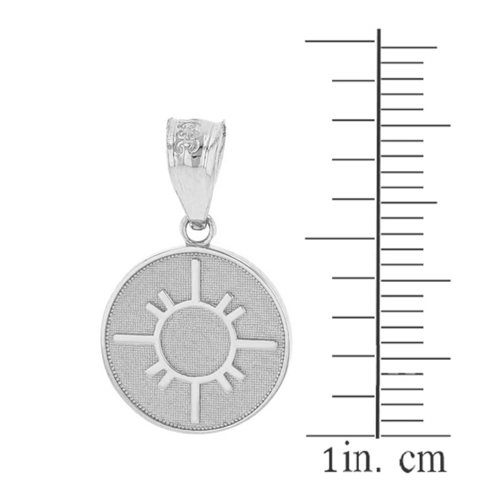 Sterling Silver Native American Geometric Sun Symbol Dainty Disc Medallion Pendant Necklace, view 3