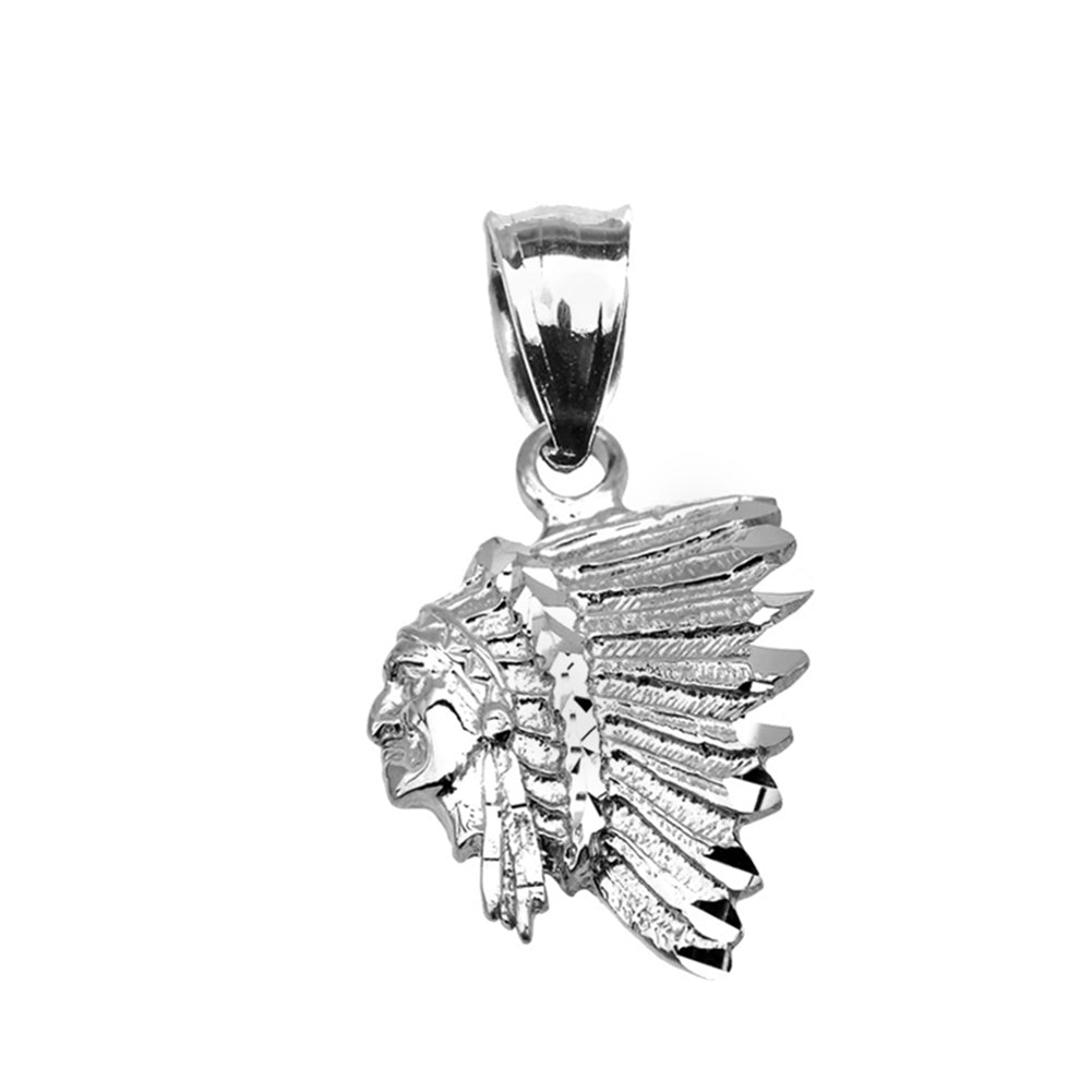 Sterling Silver Native American Indian Head Pendant Necklace, view 2
