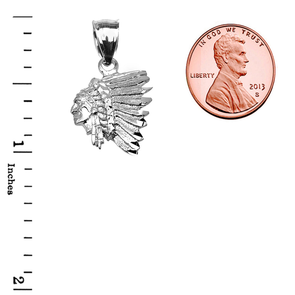 Sterling Silver Native American Indian Head Pendant Necklace, view 3