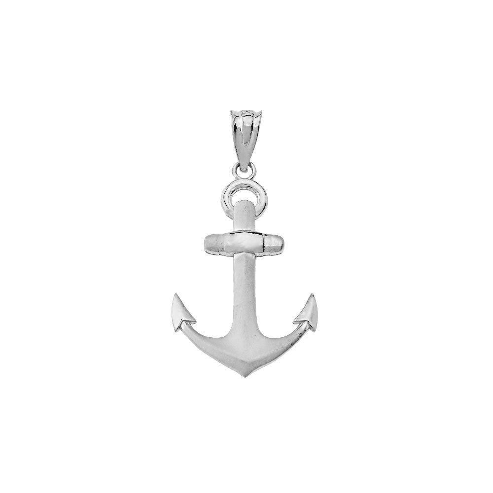 Sterling Silver Nautical Anchor Pendant Necklace, view 2
