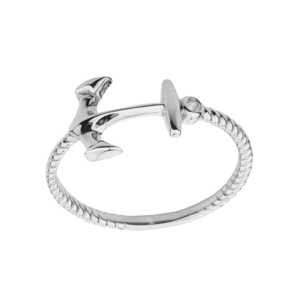 Sterling Silver Nautical Anchor Rope Band Ring