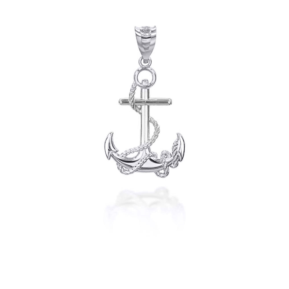 Sterling Silver Nautical Anchor Rope Pendant Necklace