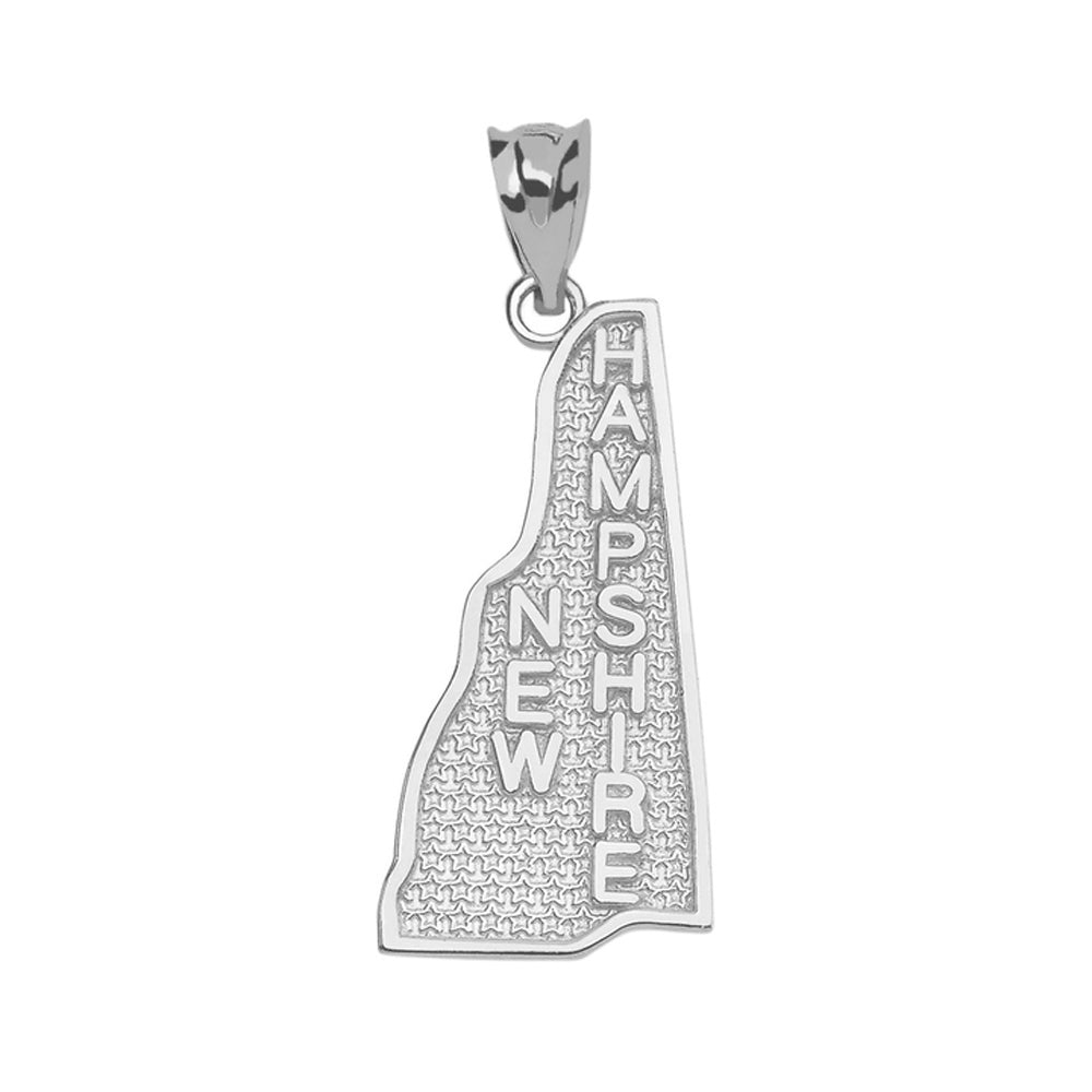 Sterling Silver New Hampshire State Map Pendant Necklace, view 2