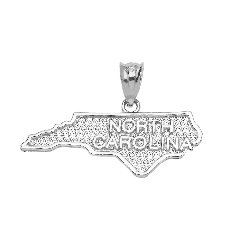 Sterling Silver North Carolina State Map Pendant Necklace, view 2