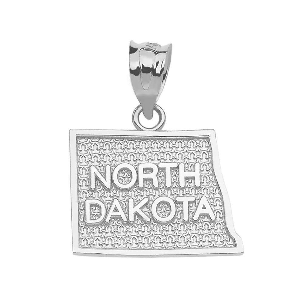 Sterling SIlver North Dakota State Map Pendant Necklace, view 2