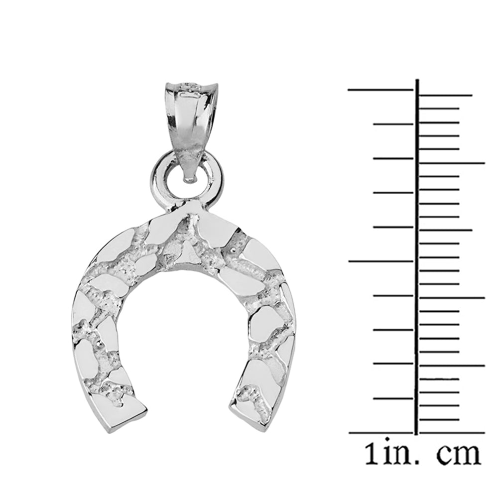 Sterling Silver Nugget Horseshoe Pendant Necklace, view 3