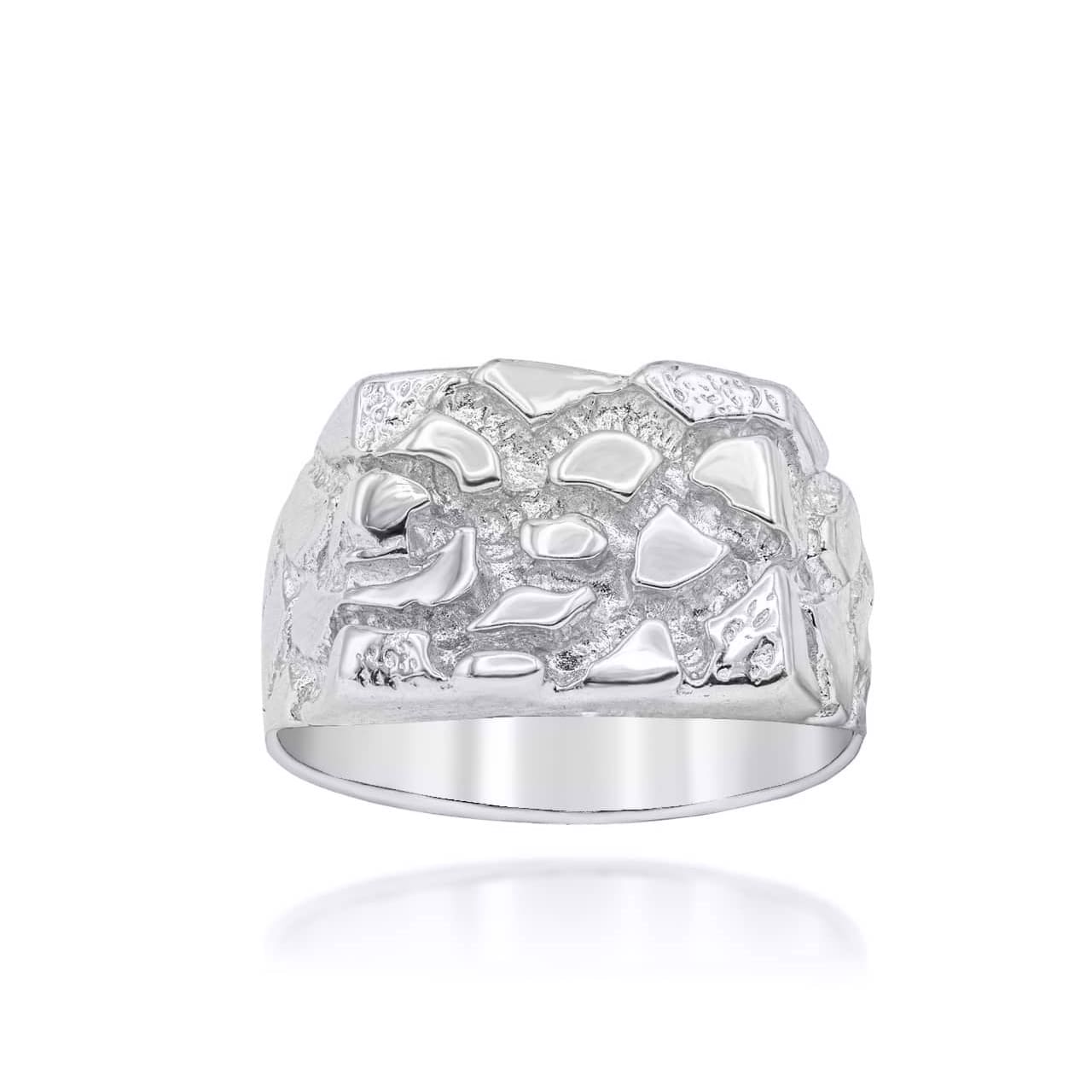 Sterling Silver Nugget Men's Ring