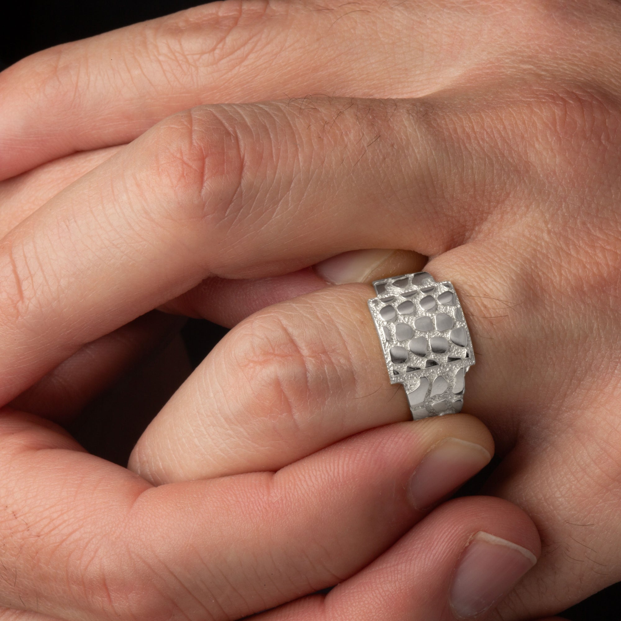 Sterling Silver Nugget Signet Ring, view 2