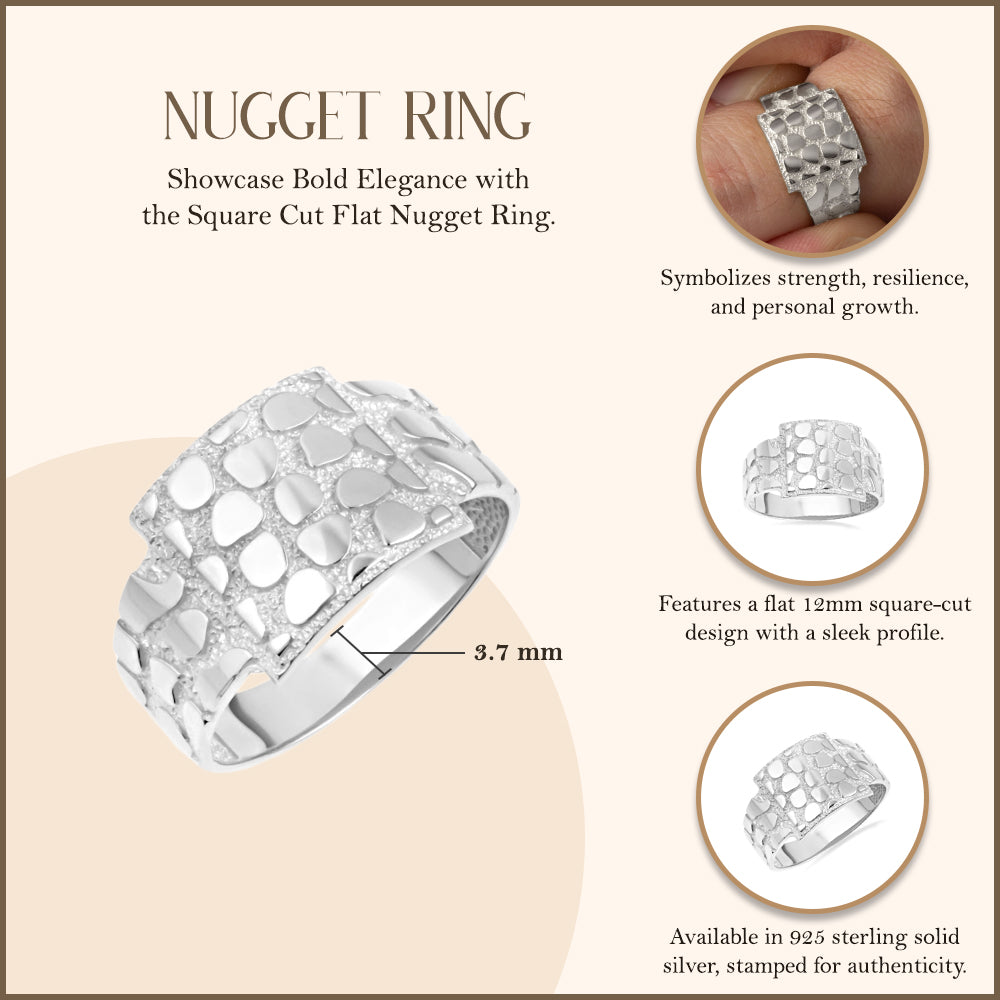Sterling Silver Nugget Signet Ring, view 3