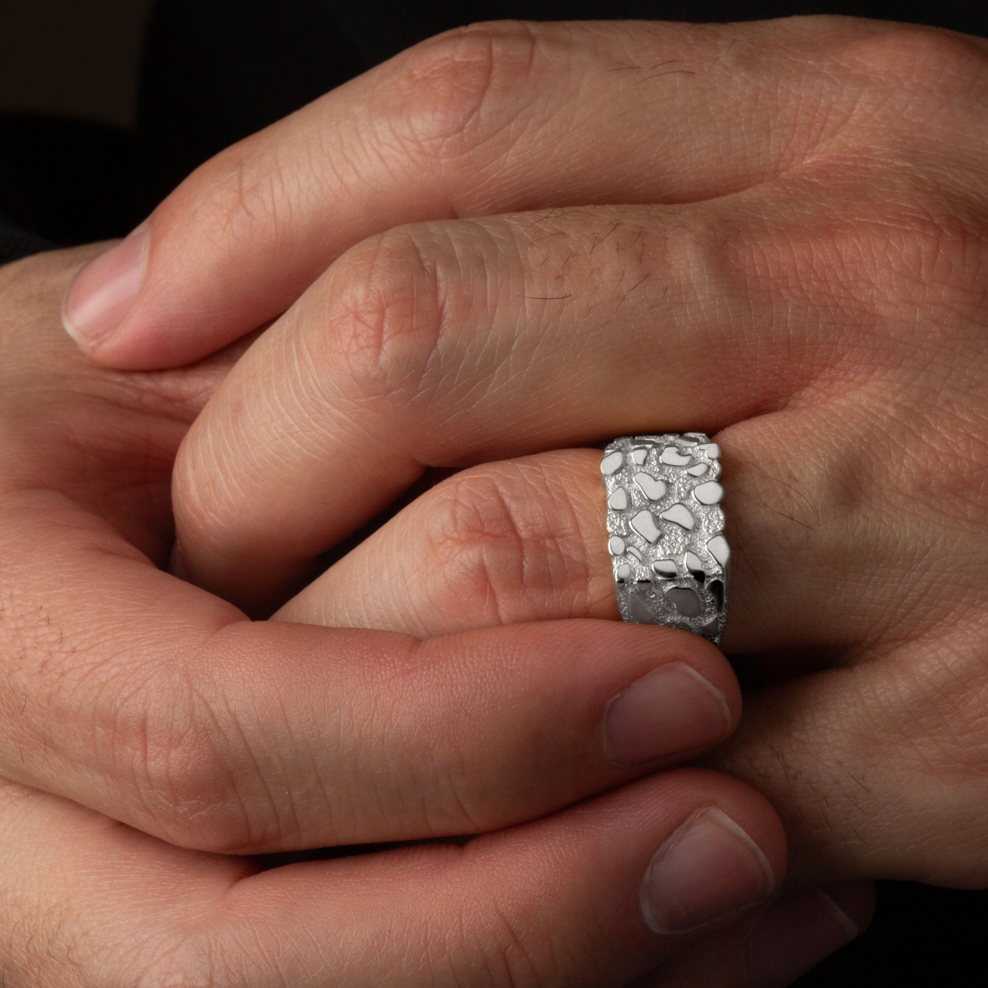Sterling Silver Nugget Square Signet Ring, view 3