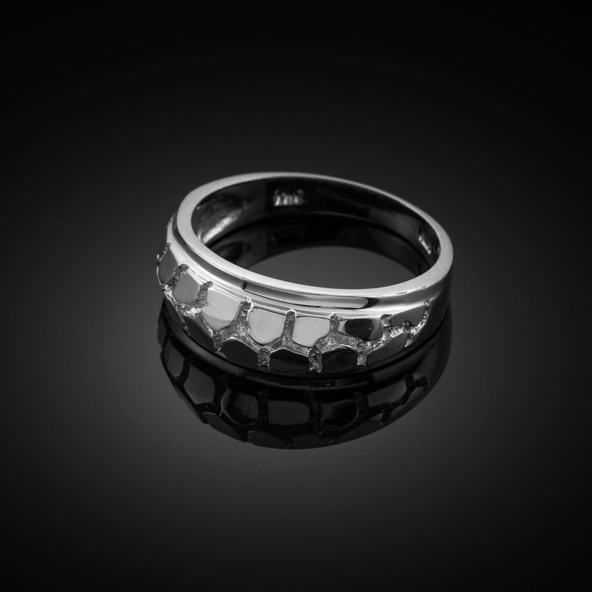 Sterling Silver Nugget Wedding Band, view 2
