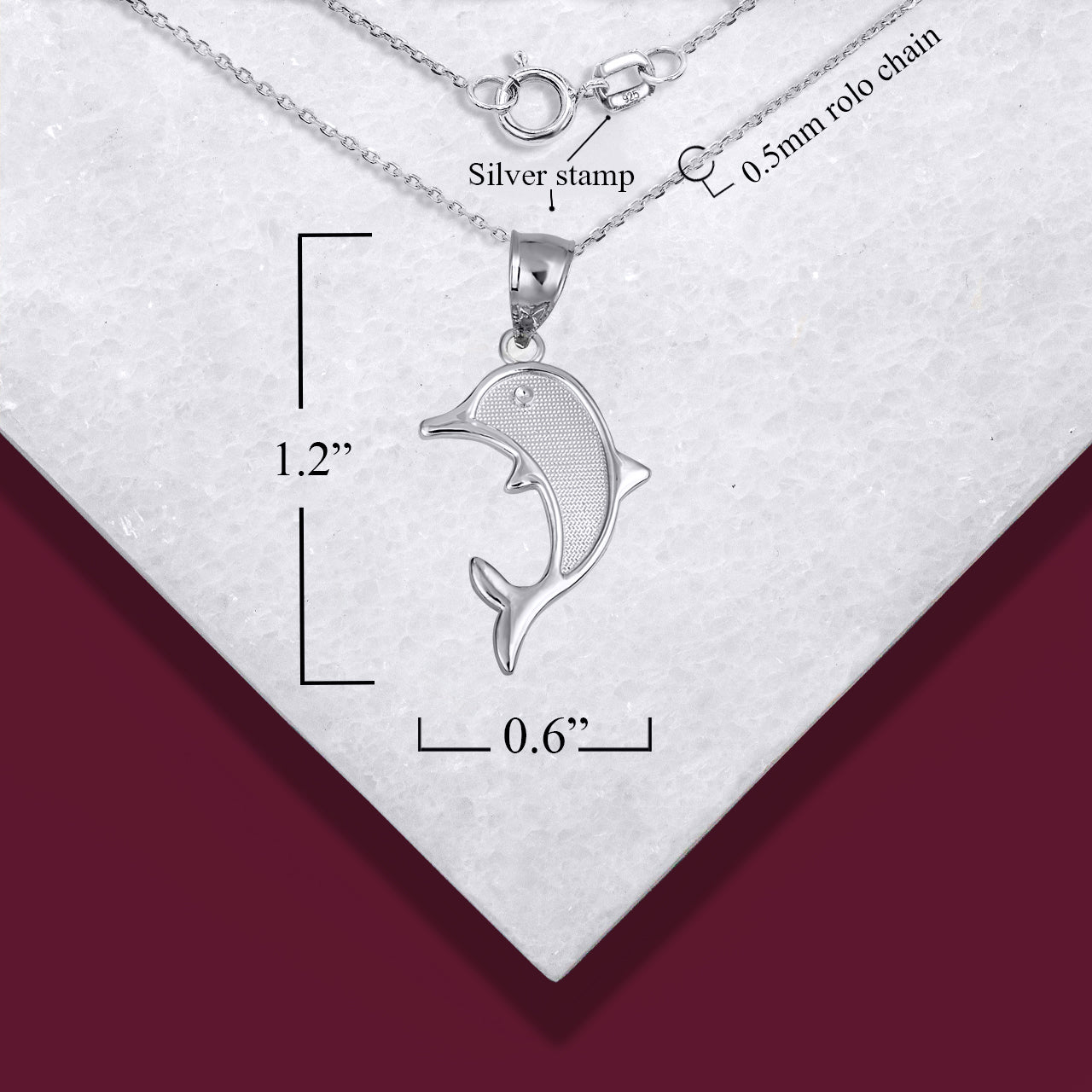 Sterling Silver Ocean Dolphin Beaded Pendant Necklace, view 3