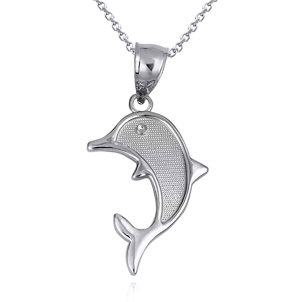 Sterling Silver Ocean Dolphin Beaded Pendant Necklace, view 4