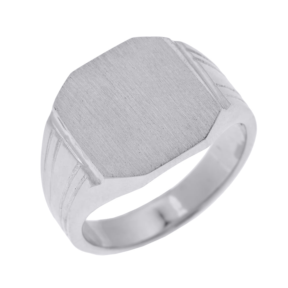 Sterling Silver Octagon Cut Engravable Men's Signet Ring