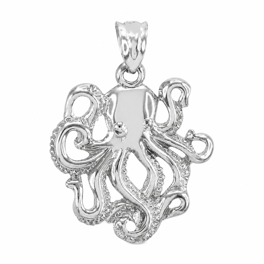 Sterling Silver Octopus Ocean Pendant Necklace