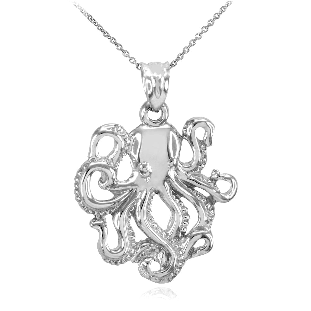Sterling Silver Octopus Ocean Pendant Necklace, view 2