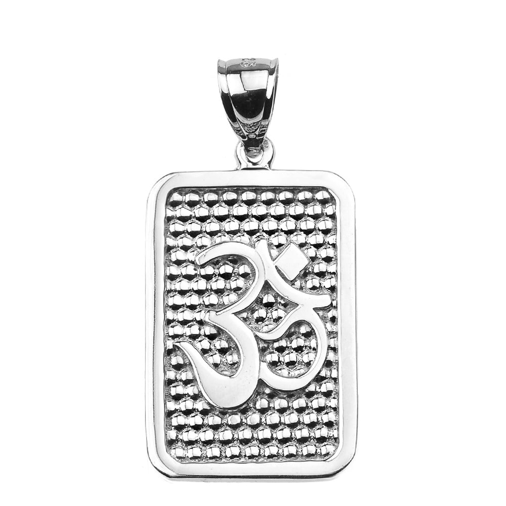 Sterling Silver Om/Ohm Engravable Pendant Necklace, view 2