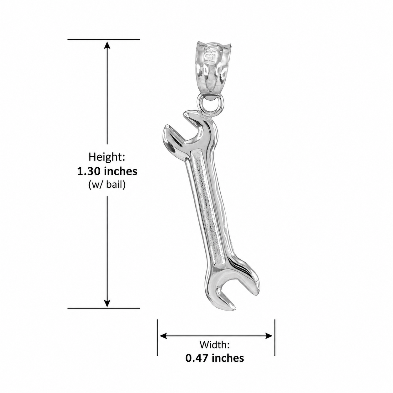 Sterling Silver Open End Wrench Pendant Necklace, view 2