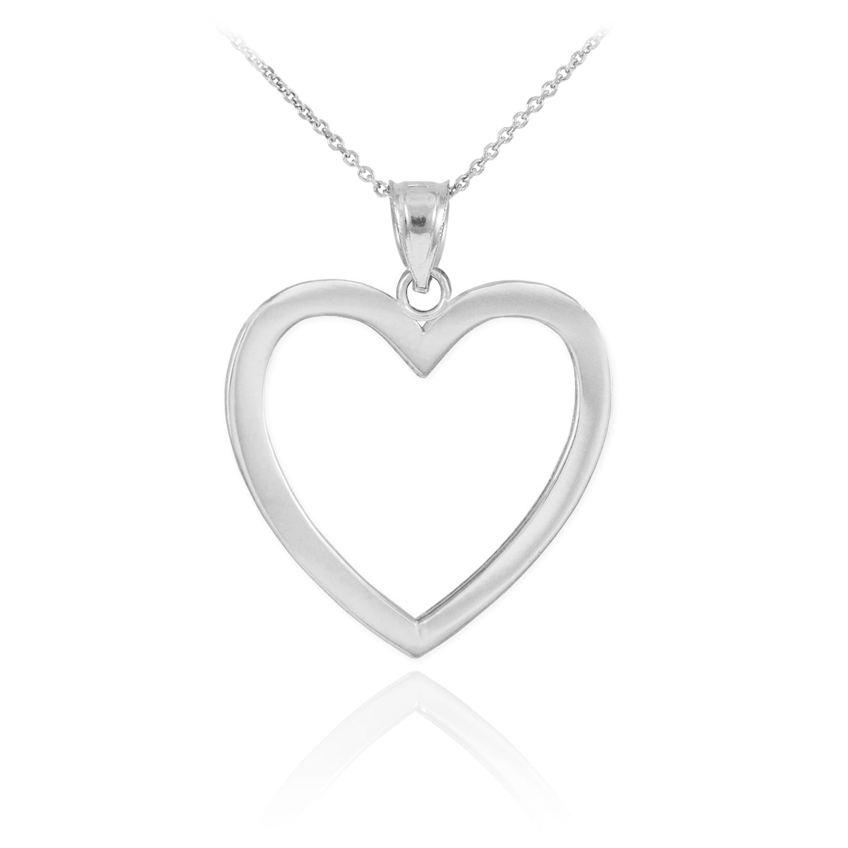 Sterling Silver Open Heart Shaped Pendant Necklace
