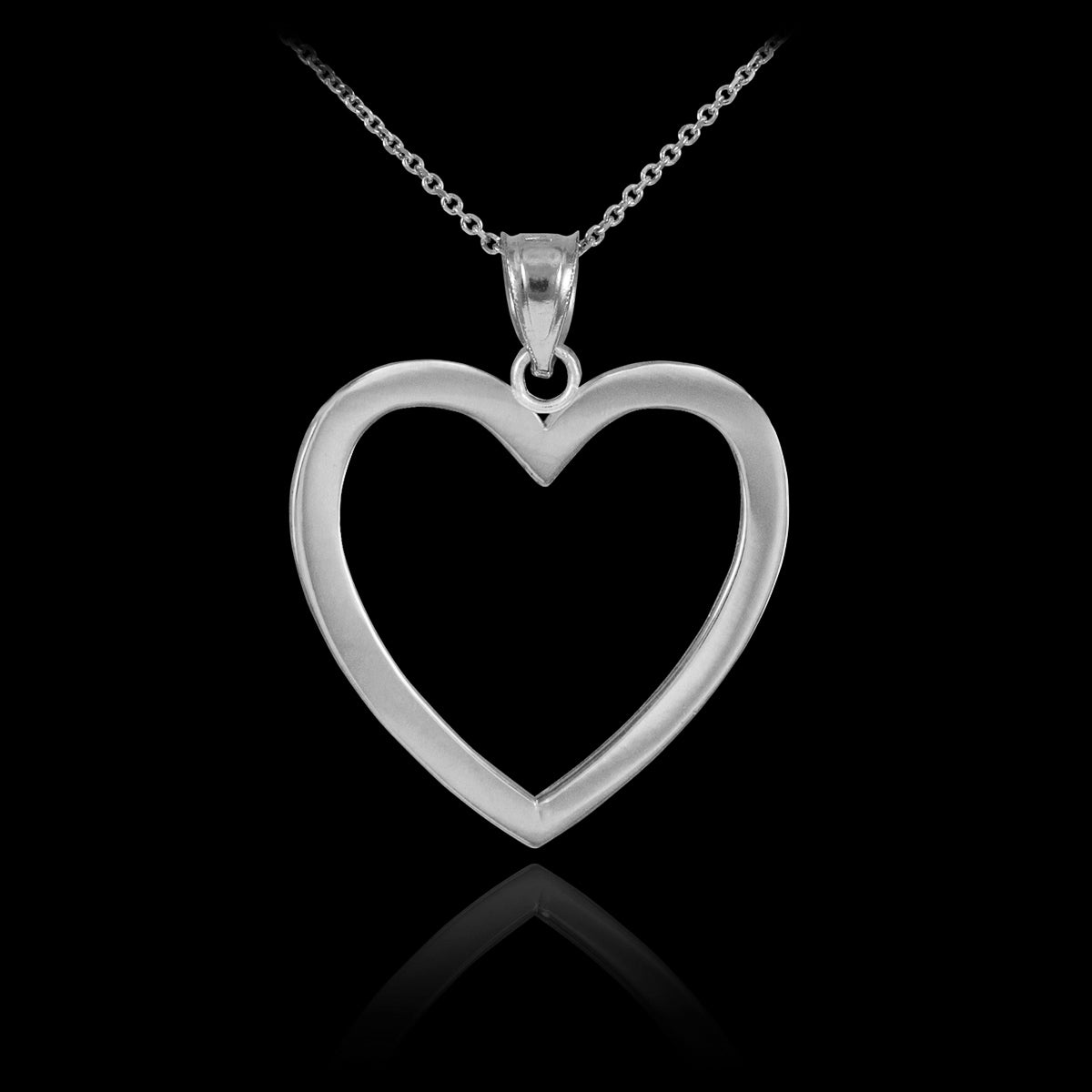 Sterling Silver Open Heart Shaped Pendant Necklace, view 2