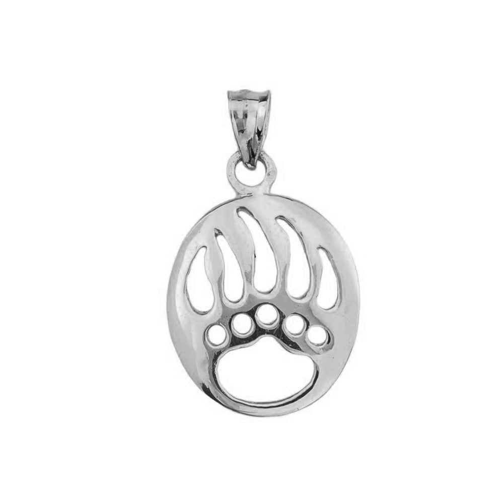 Sterling Silver Openwork Animal Spirit Charm Bear Paw Print Pendant, view 2