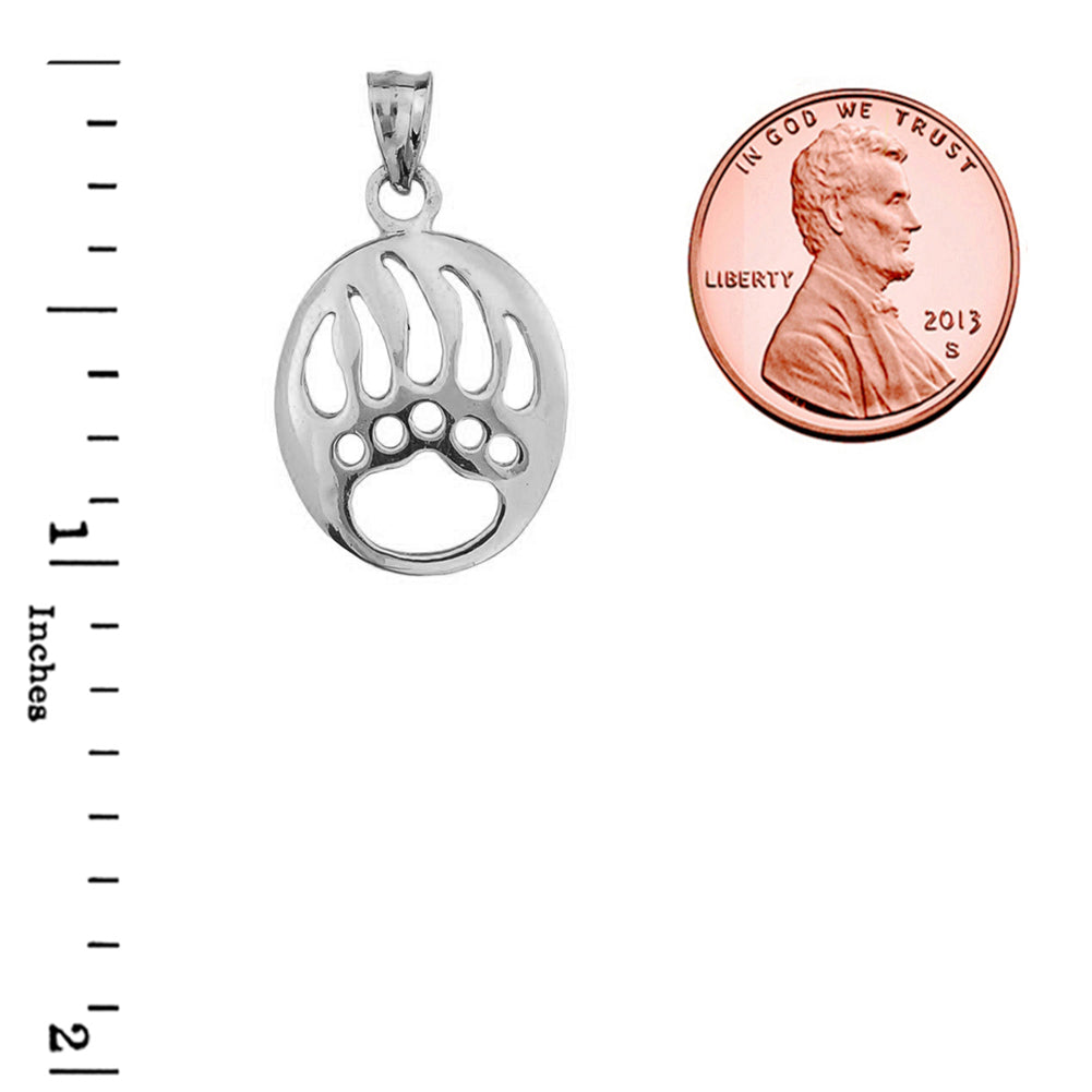 Sterling Silver Openwork Animal Spirit Charm Bear Paw Print Pendant, view 3