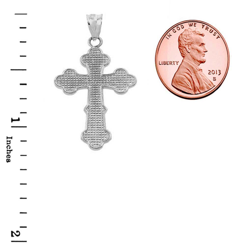 Sterling Silver Orthodox Cross Charm Pendant, view 3