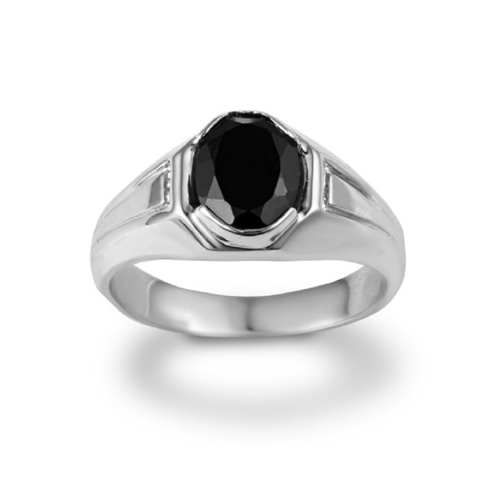 Sterling Silver Oval Cut Black Onyx Gemstone Ring