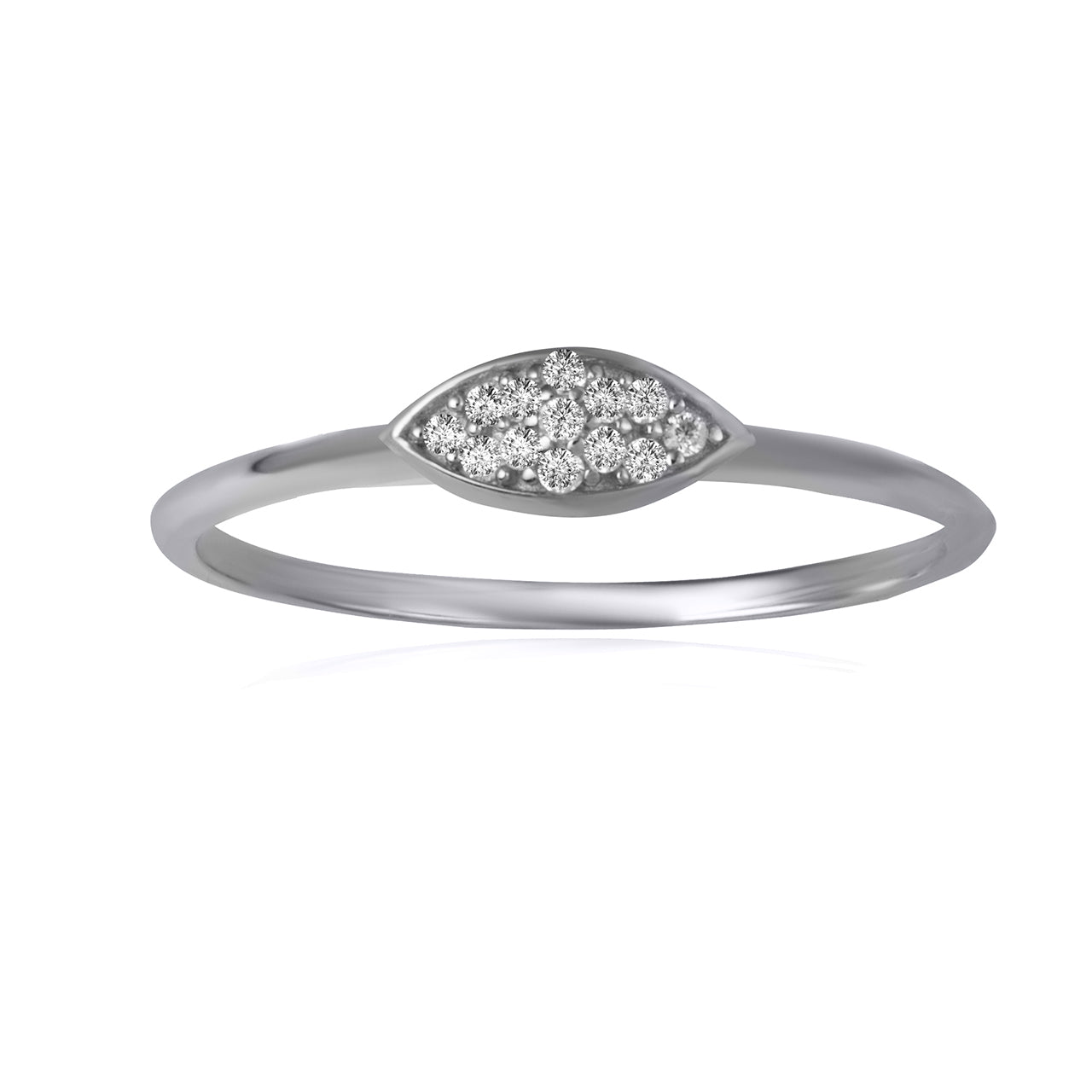 Sterling Silver Oval CZ Eye Band Ring