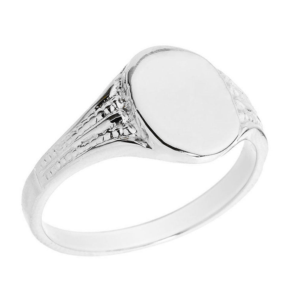 Sterling Silver Oval Engravable Signet Ring — Depth: 0.04