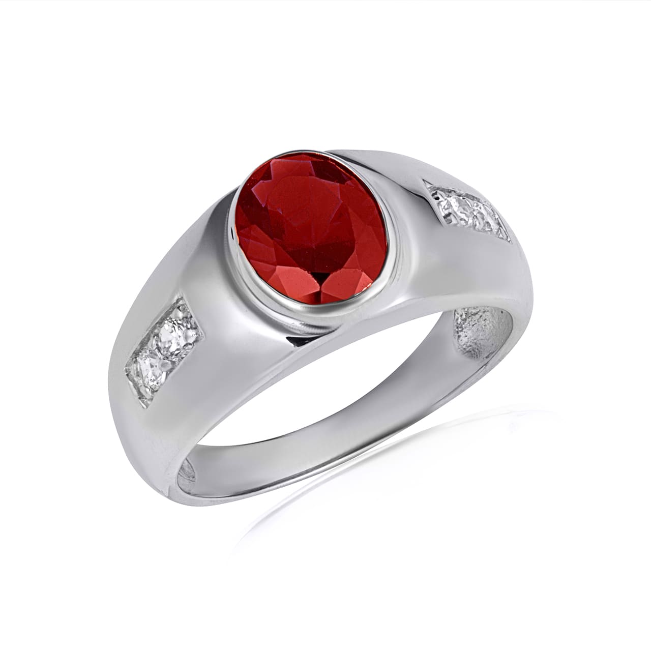 Sterling Silver Oval Gemstone Art Deco Ring, view 4