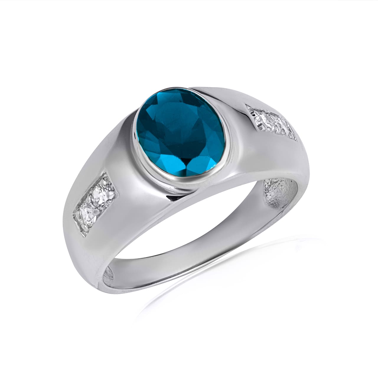 Sterling Silver Oval Gemstone Art Deco Ring, view 5
