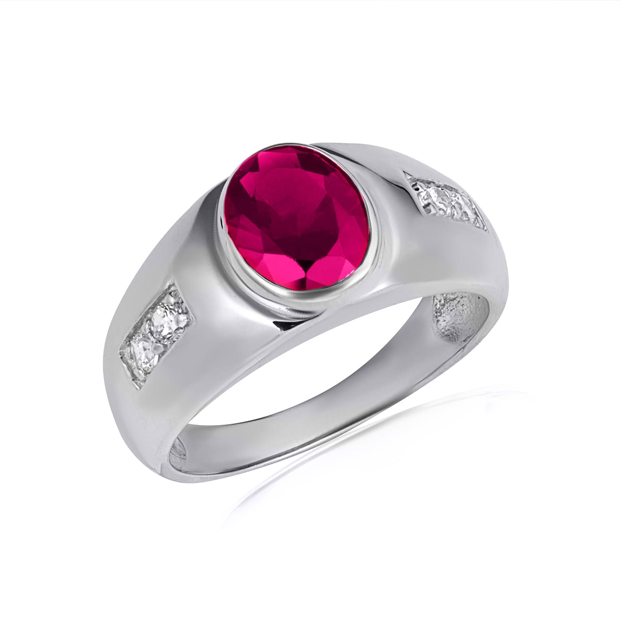 Sterling Silver Oval Gemstone Art Deco Ring, view 6
